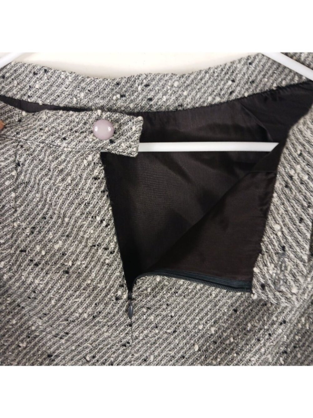 Mimmina Italy Tweed Sparkle Skirt Suit Set Womens 10 Gray Career Vintage Blazer - Picture 15 of 16